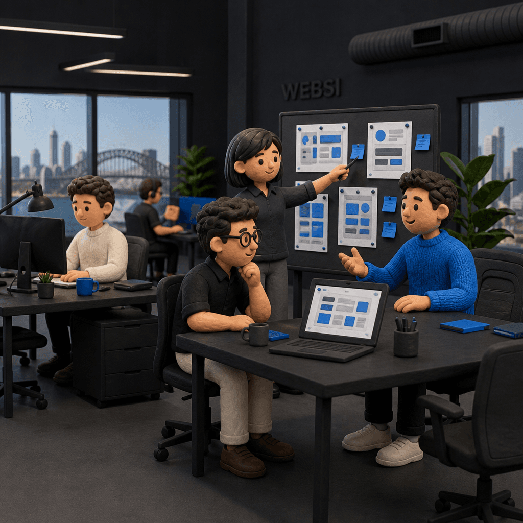 Clay-style case-study review in the Websi studio